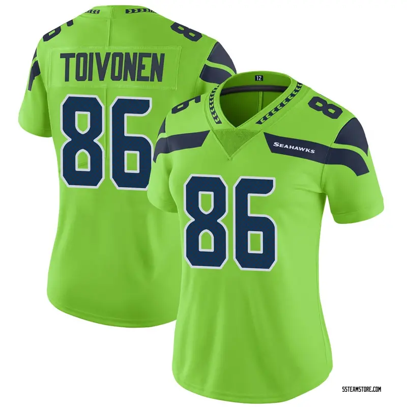 Women's Travis Toivonen Seattle Seahawks Color Rush Neon Jersey - Green ...